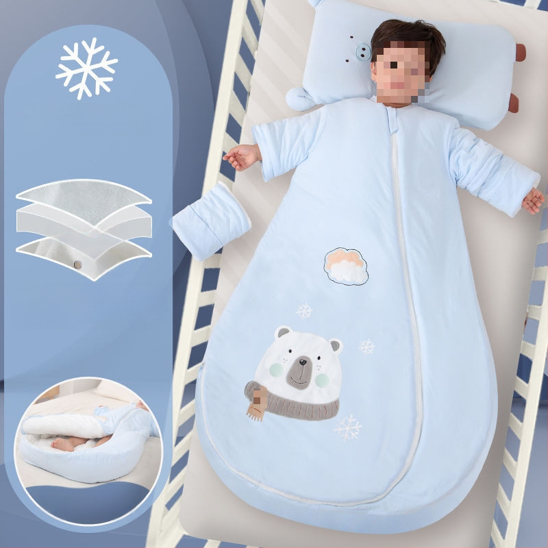 Bébi hálózsák – 100% pamut, vastag ősz/tél, levehető bélés, négy évszakos kialakítás, kasmír töltet, anti-kick quilt