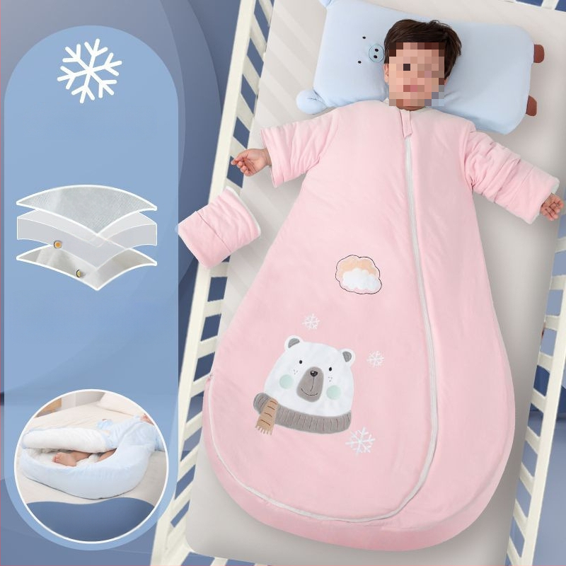 Bébi hálózsák – 100% pamut, vastag ősz/tél, levehető bélés, négy évszakos kialakítás, kasmír töltet, anti-kick quilt