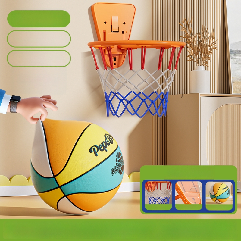 Penktos kartos tylus vidaus krepšinis vaikams, su rėmu ir putplasčio kamuoliu, su aukštu atšokimu