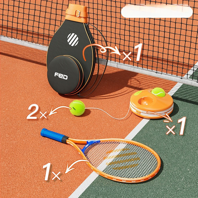 FED teniso raketė su aliuminio lydinio rėmu, nailono stygos, tiesus smūgis, svoris 95–100 g, rankenos G2