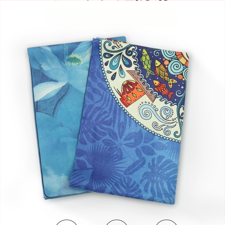 Йога мат, флорален модел, 1,5 мм дебелина, противохлъзгаща, сгъваема