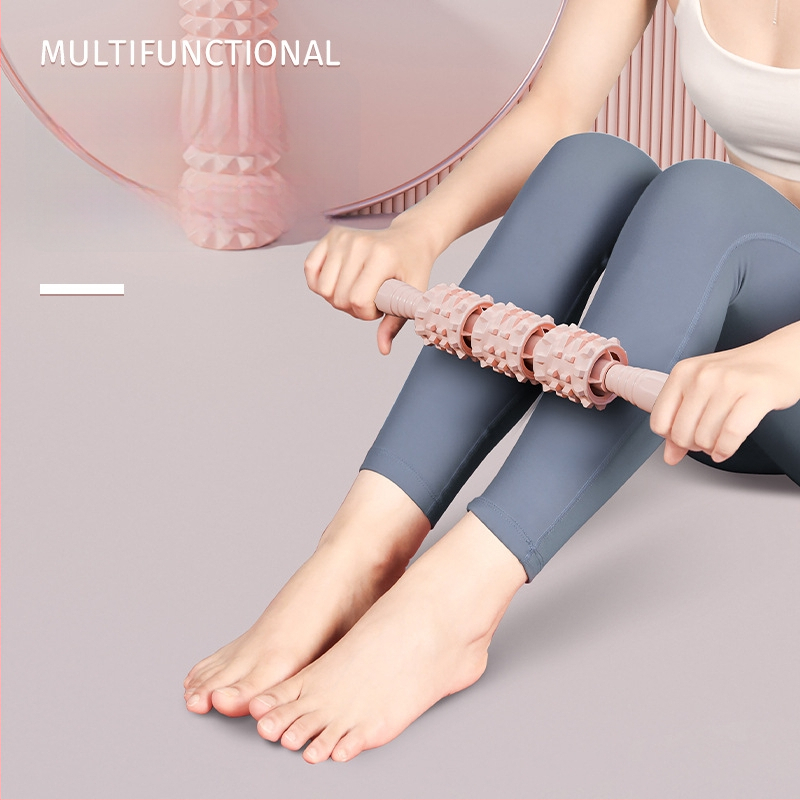 Sanfan jogos masažo rinkinys — putplasčio volelis EVA+PVC, spygliuota masažo lazdelė, fascijos kamuolys