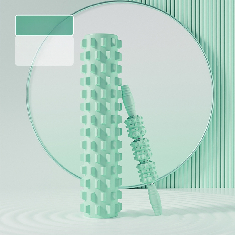 Sanfan jogos masažo rinkinys — putplasčio volelis EVA+PVC, spygliuota masažo lazdelė, fascijos kamuolys