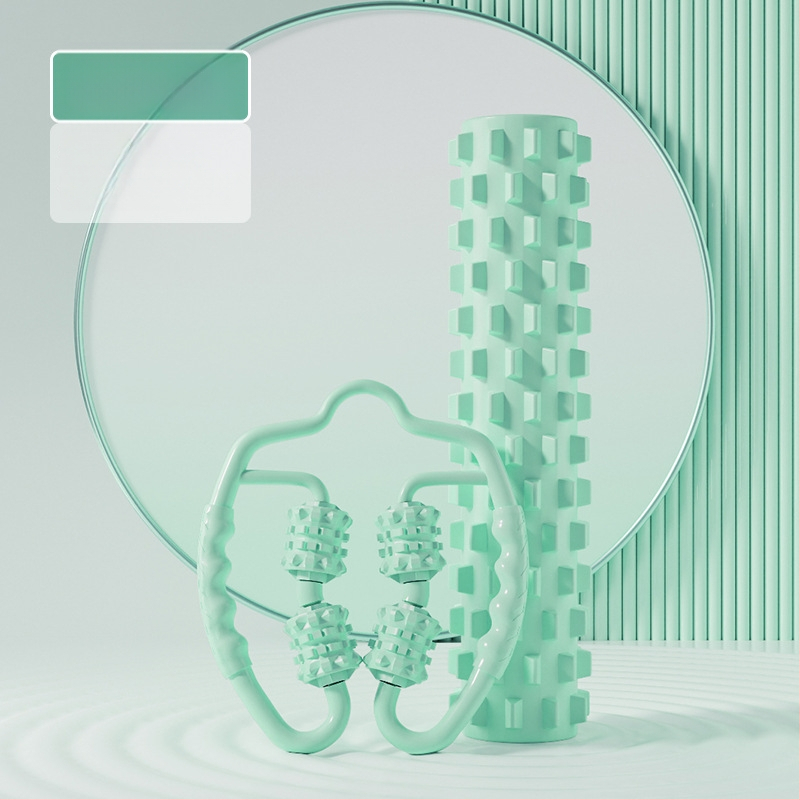 Sanfan jogos masažo rinkinys — putplasčio volelis EVA+PVC, spygliuota masažo lazdelė, fascijos kamuolys