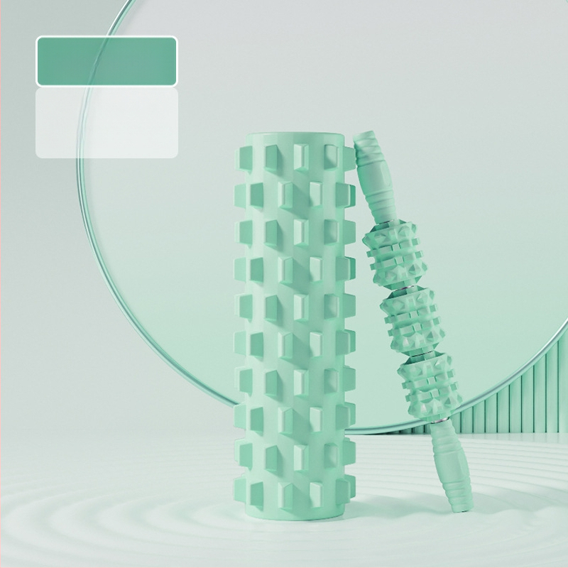 Sanfan jogos masažo rinkinys — putplasčio volelis EVA+PVC, spygliuota masažo lazdelė, fascijos kamuolys