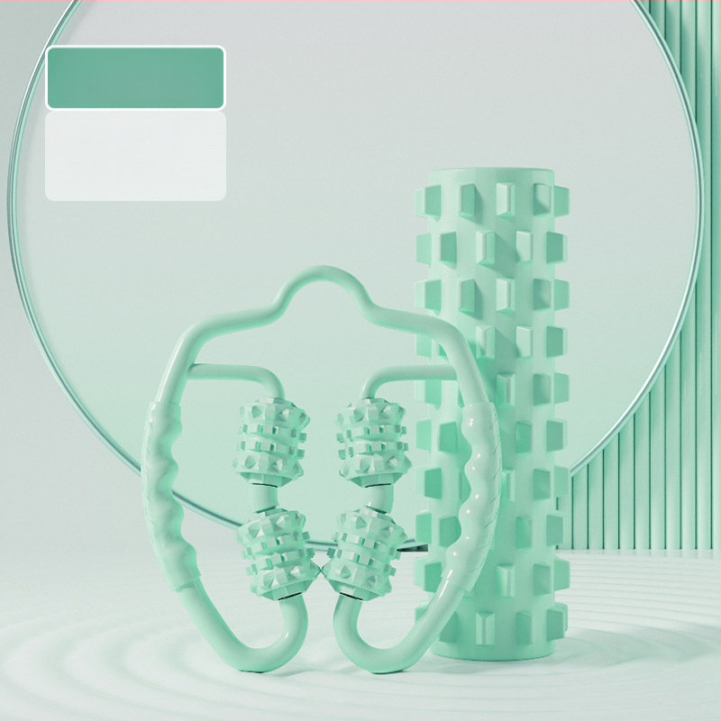 Sanfan jogos masažo rinkinys — putplasčio volelis EVA+PVC, spygliuota masažo lazdelė, fascijos kamuolys