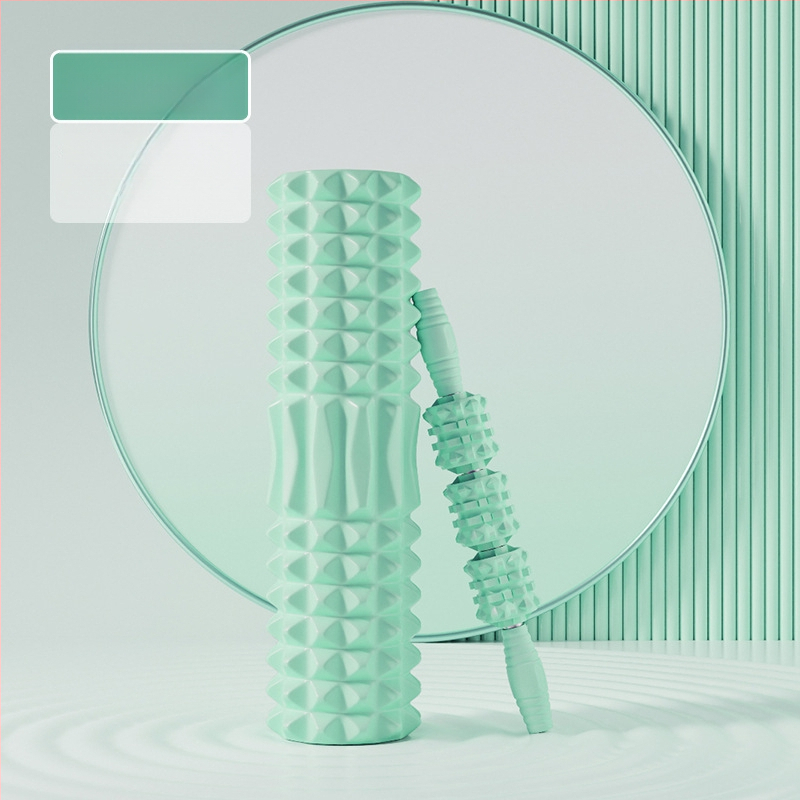 Sanfan jogos masažo rinkinys — putplasčio volelis EVA+PVC, spygliuota masažo lazdelė, fascijos kamuolys