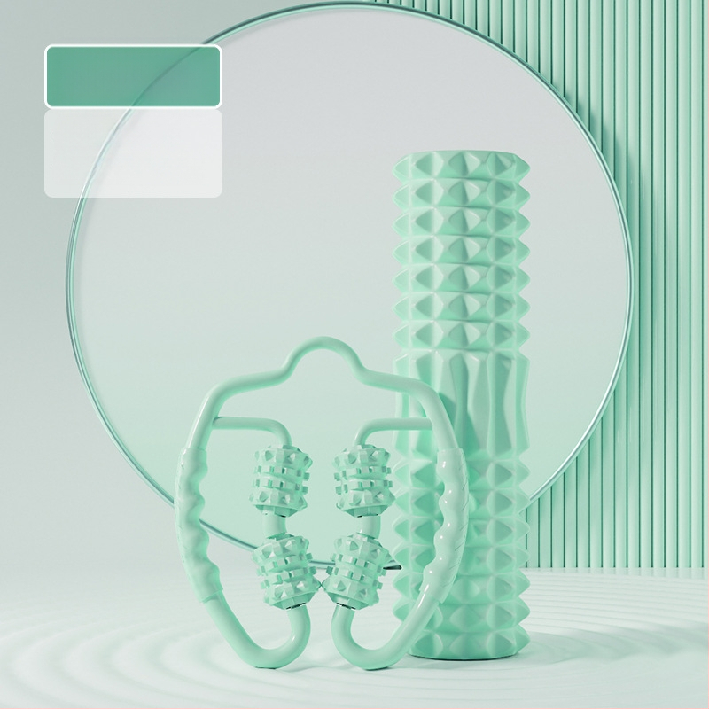 Sanfan jogos masažo rinkinys — putplasčio volelis EVA+PVC, spygliuota masažo lazdelė, fascijos kamuolys