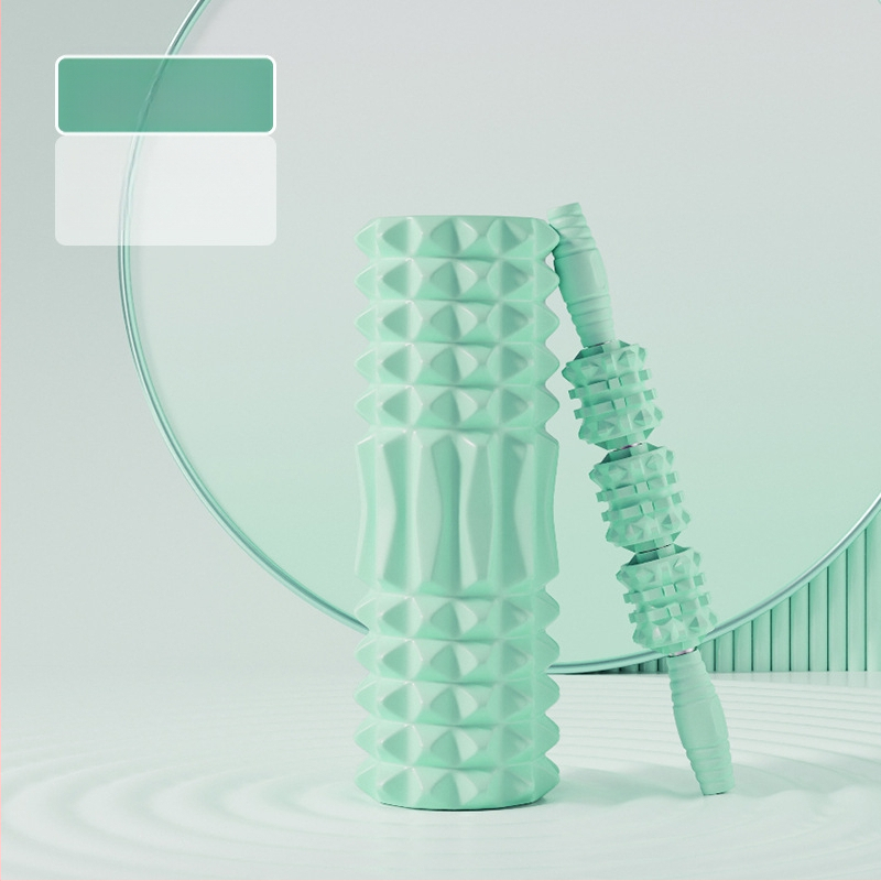 Sanfan jogos masažo rinkinys — putplasčio volelis EVA+PVC, spygliuota masažo lazdelė, fascijos kamuolys