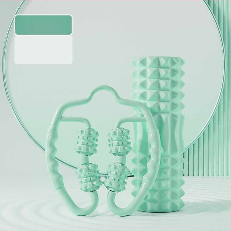 Sanfan jogos masažo rinkinys — putplasčio volelis EVA+PVC, spygliuota masažo lazdelė, fascijos kamuolys