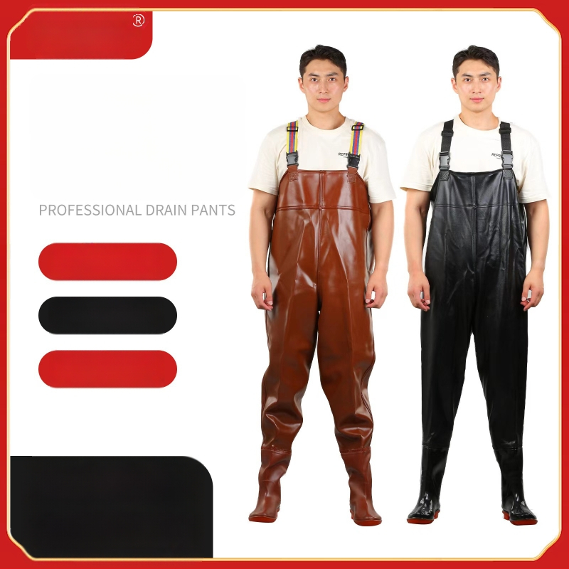 PVC megzti vandeniui atsparūs žvejybos kelnes, skirtos vaikščioti vandenyje, su 1 kišene