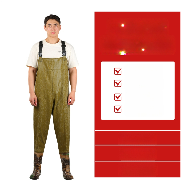 PVC megzti vandeniui atsparūs žvejybos kelnes, skirtos vaikščioti vandenyje, su 1 kišene