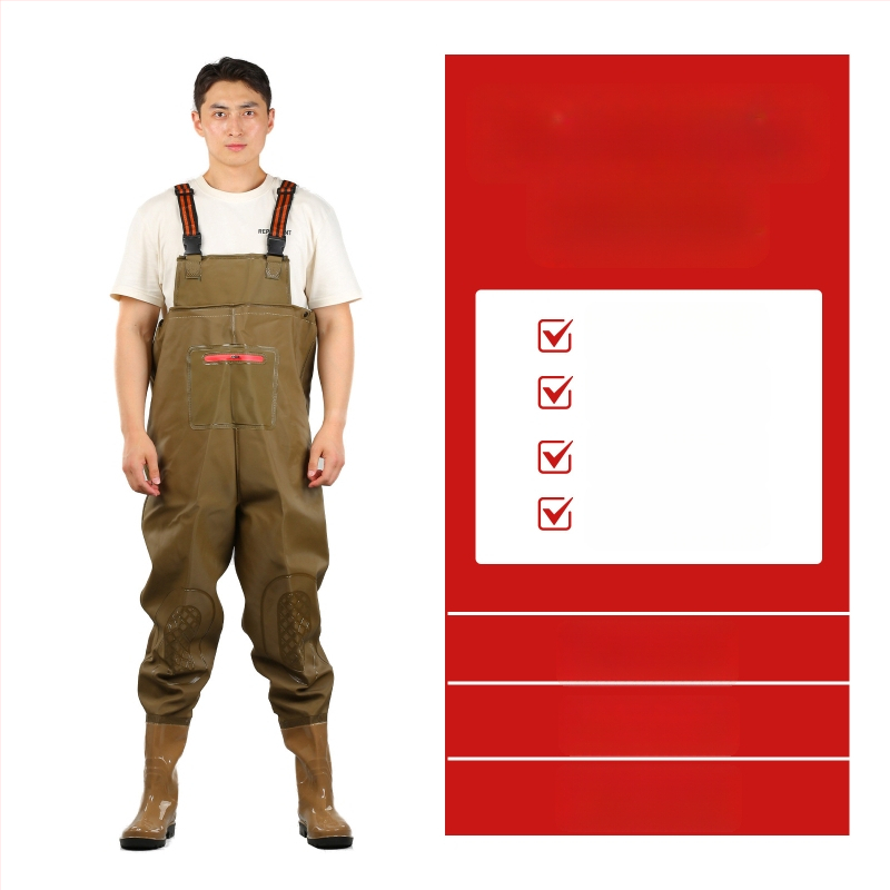 PVC megzti vandeniui atsparūs žvejybos kelnes, skirtos vaikščioti vandenyje, su 1 kišene