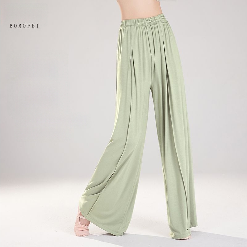 Moteriškos poliesterinės šokių kelnės su plačiomis kojomis, liaudies šokių stiliui, 2025 m. pavasaris