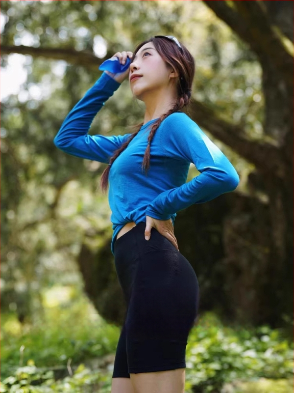 Grey Shell Merino Wool Quick-Dry Μακριά Μανίκια T‑Shirt Γυναικών – Διαπνοή, Αθλητικό Για Πεζοπορία και Τρέξιμο