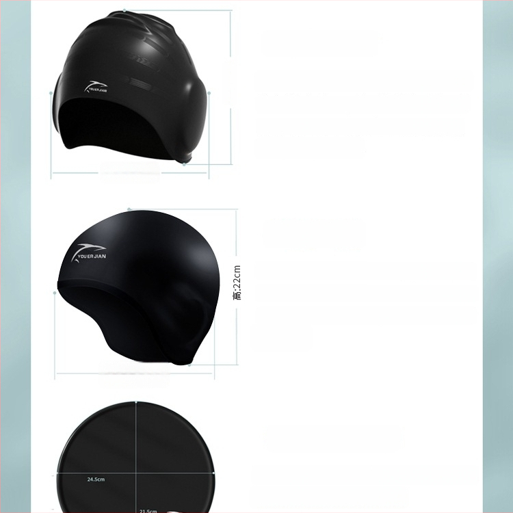 Silikona peldēšanas cepure, brīvi pieguļoša, universāla pieaugušajiem, piemērota gariem matiem, ausu aizsardzība