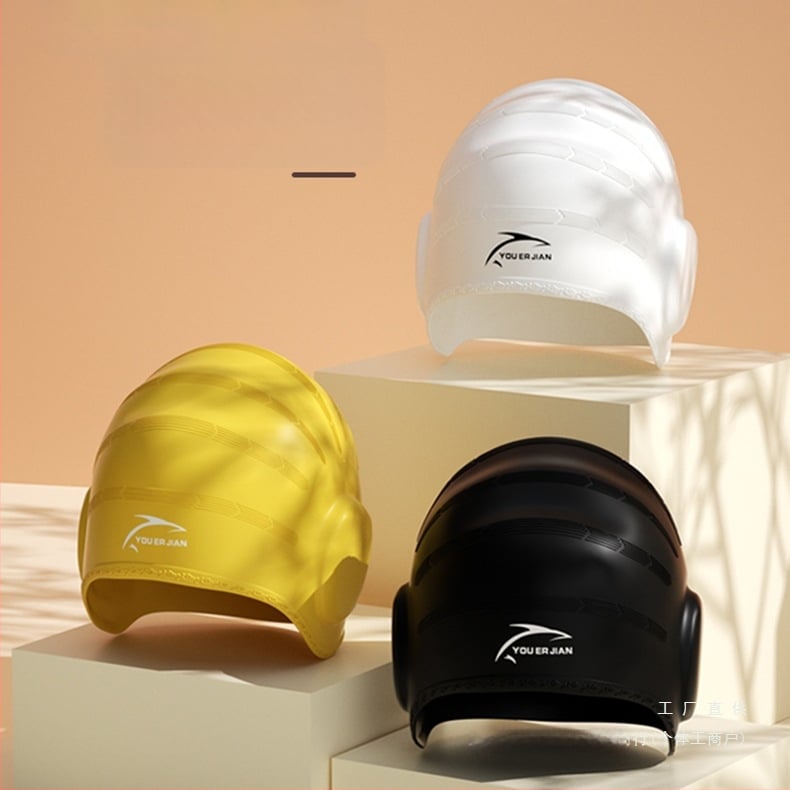 Silikona peldēšanas cepure, brīvi pieguļoša, universāla pieaugušajiem, piemērota gariem matiem, ausu aizsardzība