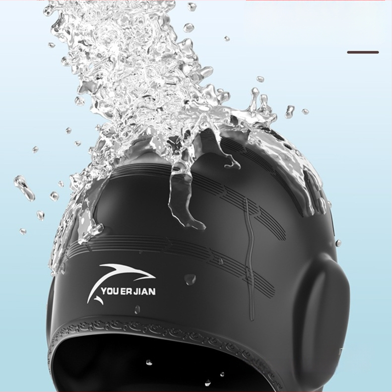 Silikona peldēšanas cepure, brīvi pieguļoša, universāla pieaugušajiem, piemērota gariem matiem, ausu aizsardzība