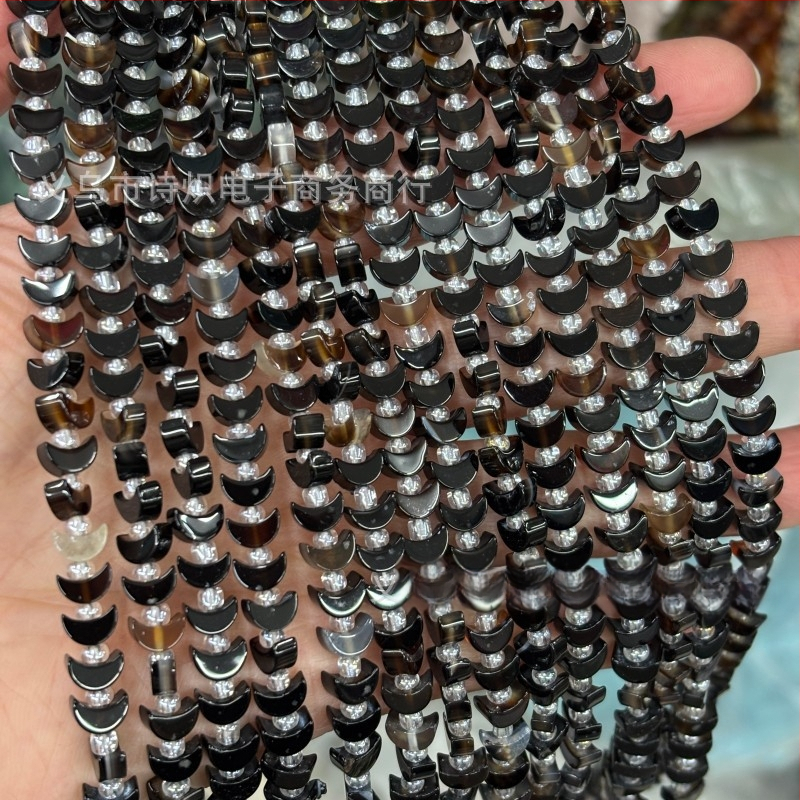 DIY dijelovi za nakit — agatne perle s dizajnom mjeseca, ručno polirane, prirodni uzorak