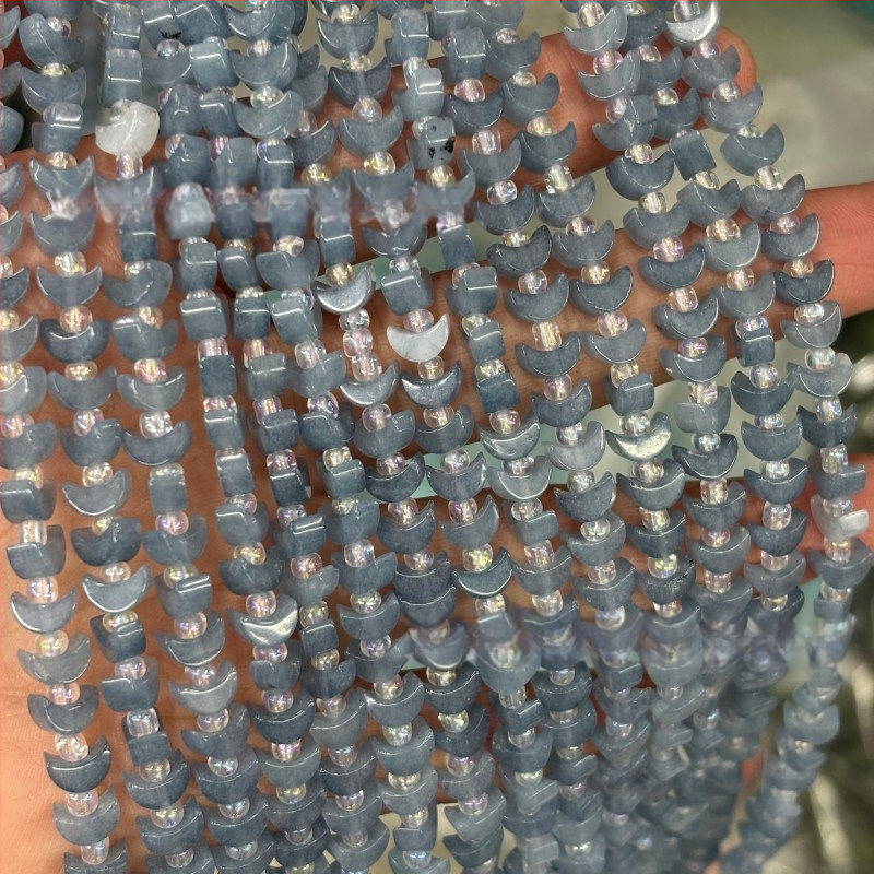DIY dijelovi za nakit — agatne perle s dizajnom mjeseca, ručno polirane, prirodni uzorak