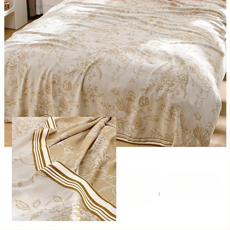 Bambuszrostból készült takaró – hűs Ice Silk érzet, egész évben használható, virágos minta, modern minimalist stílus, súly 800-999 g