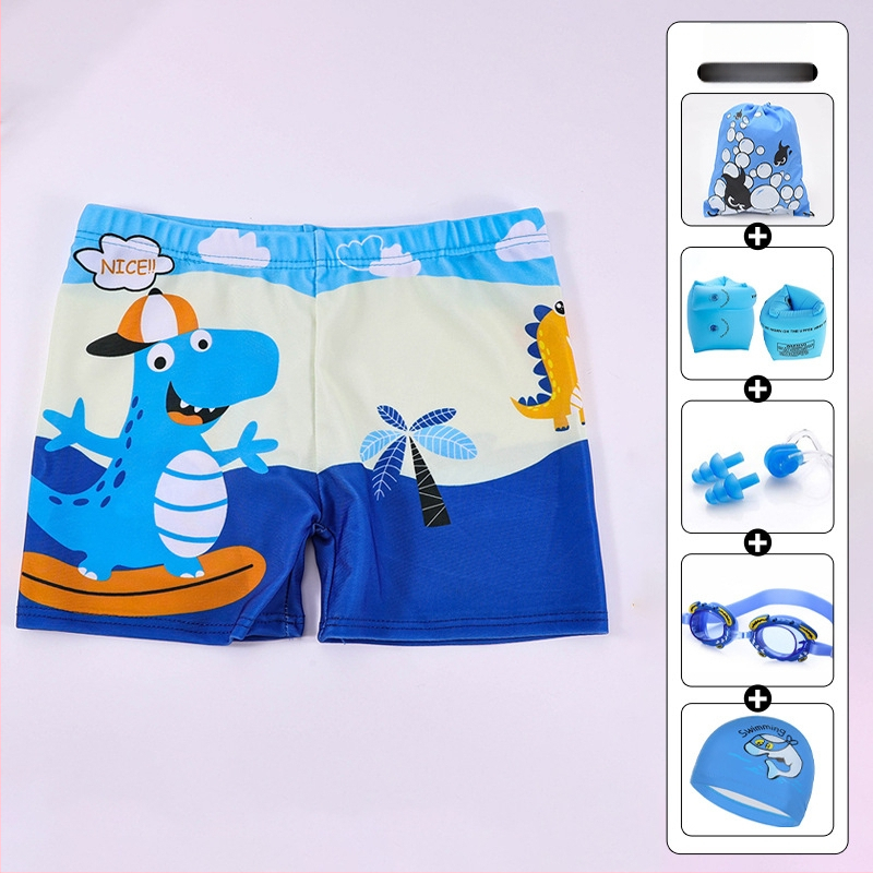 Vaikų plaukimo šortai su karikatūrų spauda, kvėpuojantys, greitai džiūstantys; audinys poliesteris 88%, vidinis pamušalas 12%