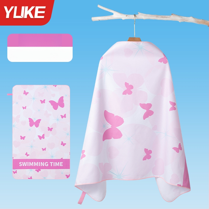 Yuke Vaikų greitai džiūstantis plaukimo rankšluostis su chalatu – sugeriantis plaukimo, 200–300 g, 16 siūlų Jacquard, siuvimas