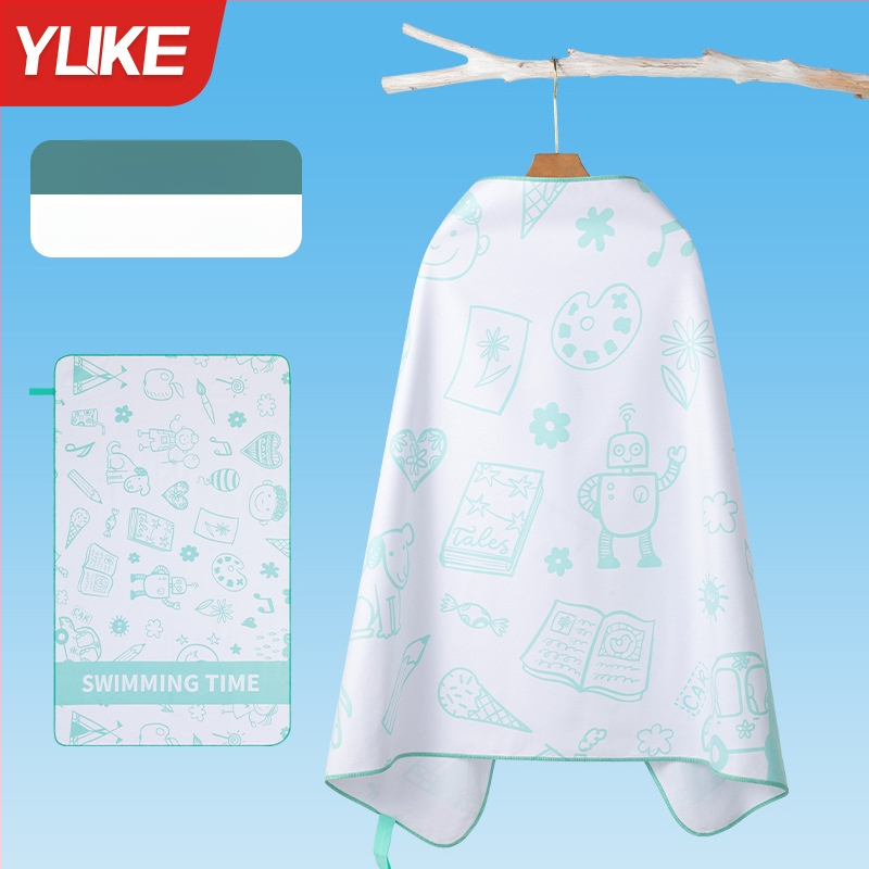 Yuke Vaikų greitai džiūstantis plaukimo rankšluostis su chalatu – sugeriantis plaukimo, 200–300 g, 16 siūlų Jacquard, siuvimas