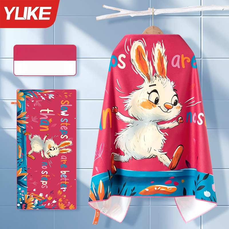 Yuke Vaikų greitai džiūstantis plaukimo rankšluostis su chalatu – sugeriantis plaukimo, 200–300 g, 16 siūlų Jacquard, siuvimas