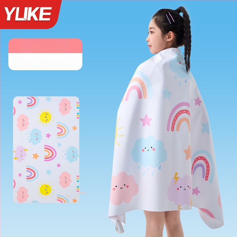 Yuke Vaikų greitai džiūstantis plaukimo rankšluostis su chalatu – sugeriantis plaukimo, 200–300 g, 16 siūlų Jacquard, siuvimas