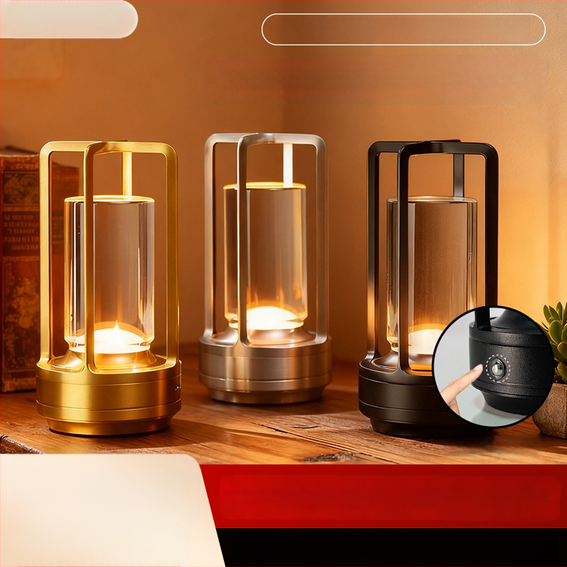 Stalo lempa su kryžiaus formos krištolo dizainu, įkraunama, prisilietimo valdymas, aplinkos šviesa, metalo laikiklis