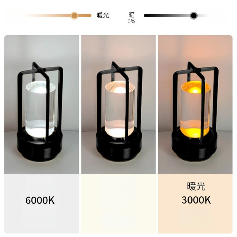 Stalo lempa su kryžiaus formos krištolo dizainu, įkraunama, prisilietimo valdymas, aplinkos šviesa, metalo laikiklis