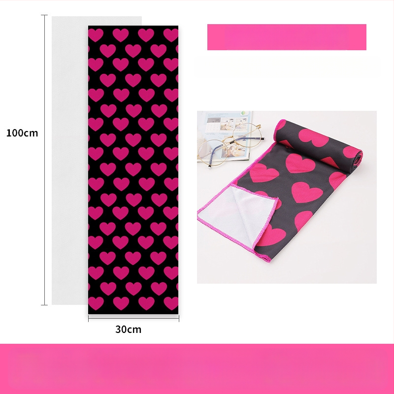 Poliészter sporttörölköző hűtő funkcióval, 45 g, nedvszívás 11–15 s, nyomtatott logó