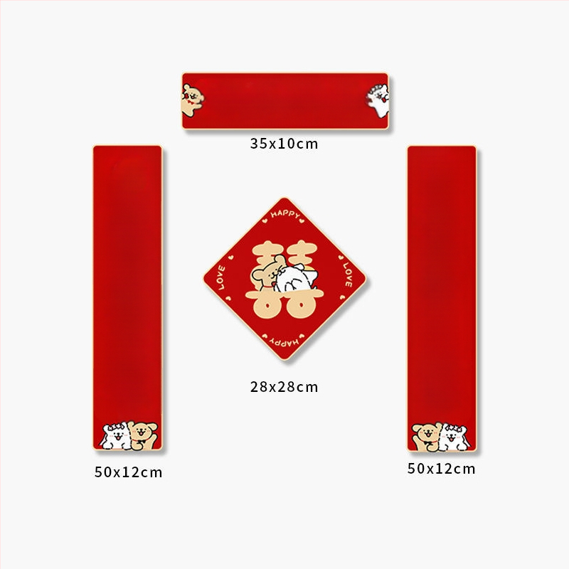 Стенен стикер: линейно изобразено кученце с мотив двойна радост за сватбена стая (врати и гардероб); PVC, водоустойчив, карикатурен дизайн, китайски стил