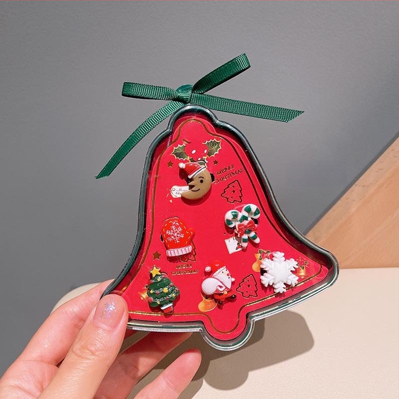 Juvelierizstrādājumu komplekts: regulējams gredzens un karikatūras Ziemassvētku vecītis auskari — Ziemassvētku dāvana bērniem