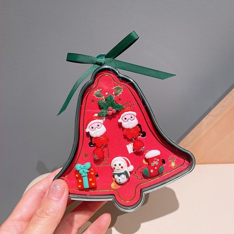 Juvelierizstrādājumu komplekts: regulējams gredzens un karikatūras Ziemassvētku vecītis auskari — Ziemassvētku dāvana bērniem