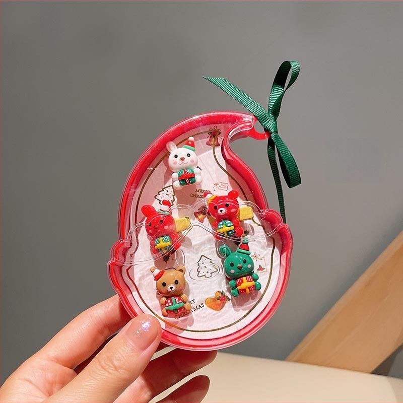 Juvelierizstrādājumu komplekts: regulējams gredzens un karikatūras Ziemassvētku vecītis auskari — Ziemassvētku dāvana bērniem