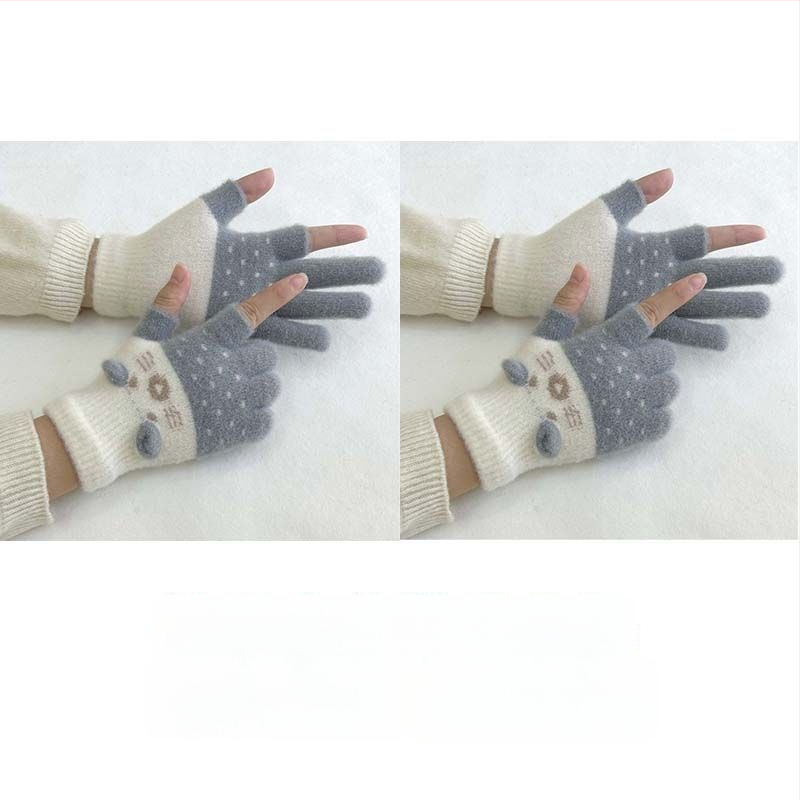 Vaikų pirštinės su veliūrine įdanga, dviejų pirštų dizainas, jautrios skaitmenų ekranams, animacinio stiliaus, rudens-žiemos sezonas