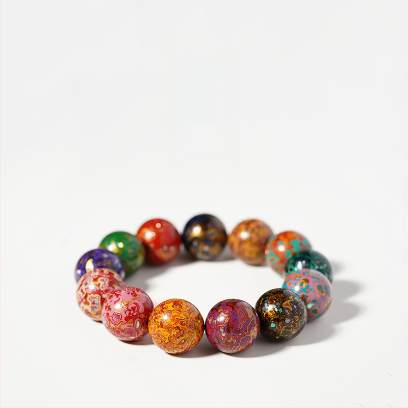 Koka rokassprādze ar ķīniešu motīvu, roku darbs, Budas pērļu inkrustācija