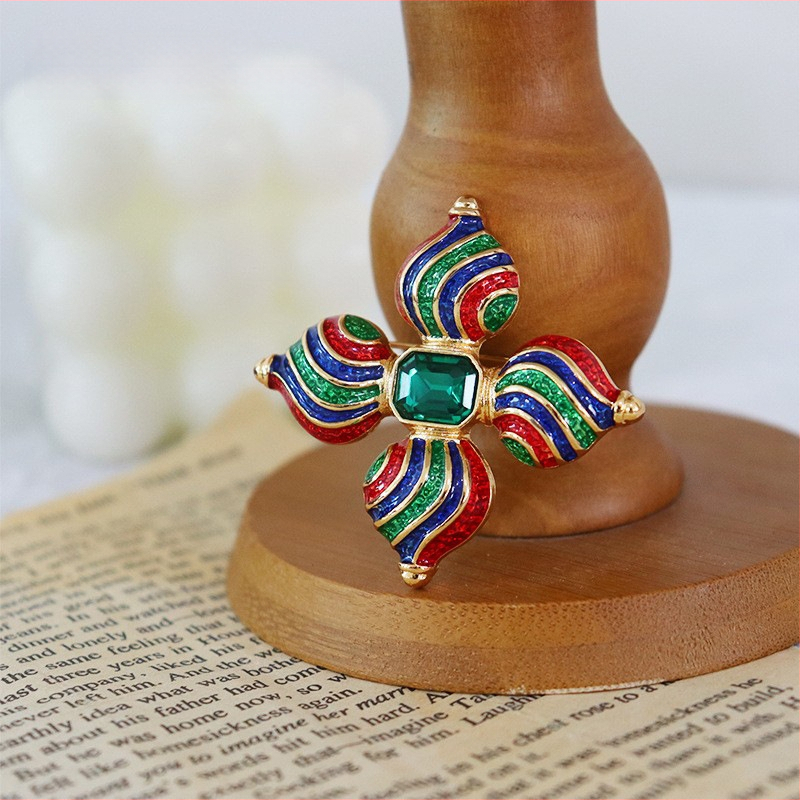 Moterų segė su cirkonio akmenimis, retro elegantiškas stilius, gėlės forma, elektroplatavimas, drabužių dekoratyvinis priedas