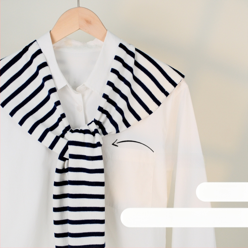 Korejski stil prugasti vuneni šal s lažnim ovratnikom za žene, slojeviti šal-vest za uredske prostore s klimatizacijom
