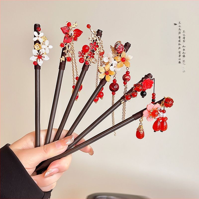 Koka matu spraudnis etniska stilā, modeļa Q1404, Yiwu Jade Jewelry