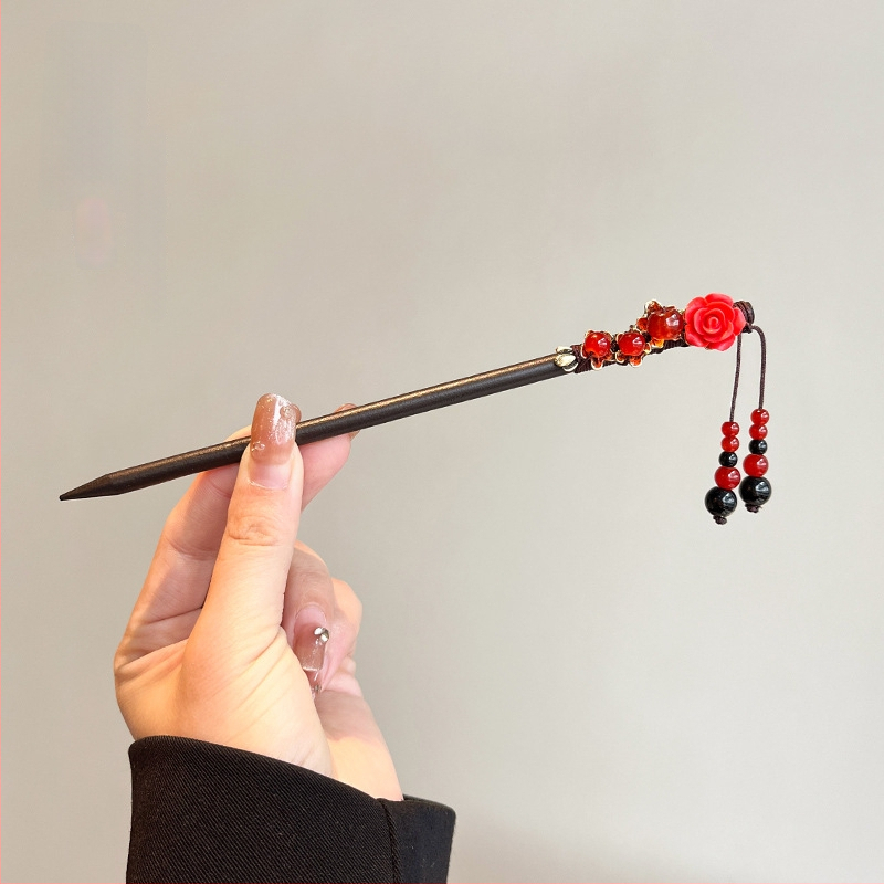 Koka matu spraudnis etniska stilā, modeļa Q1404, Yiwu Jade Jewelry