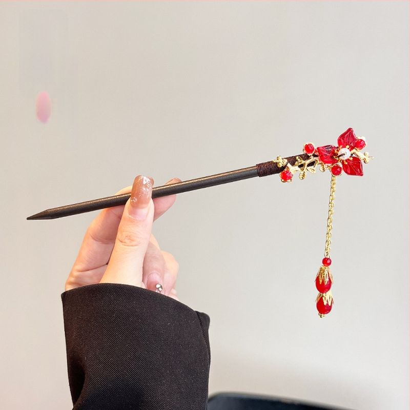 Koka matu spraudnis etniska stilā, modeļa Q1404, Yiwu Jade Jewelry