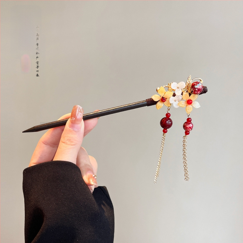 Koka matu spraudnis etniska stilā, modeļa Q1404, Yiwu Jade Jewelry