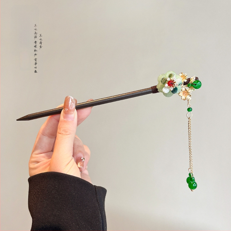 Koka matu spraudnis etniska stilā, modeļa Q1404, Yiwu Jade Jewelry