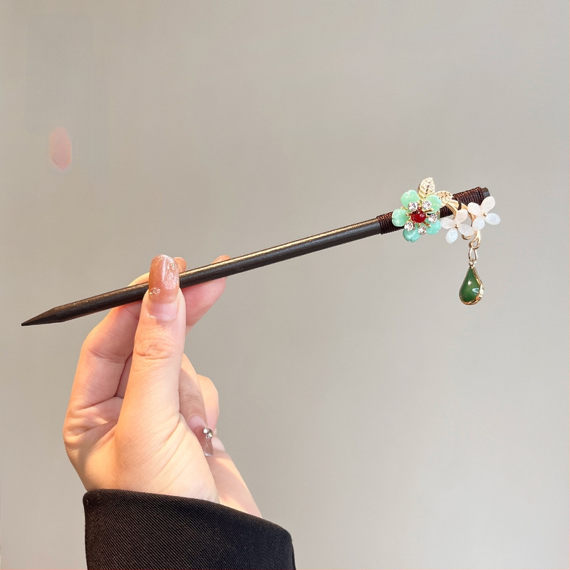 Koka matu spraudnis etniska stilā, modeļa Q1404, Yiwu Jade Jewelry