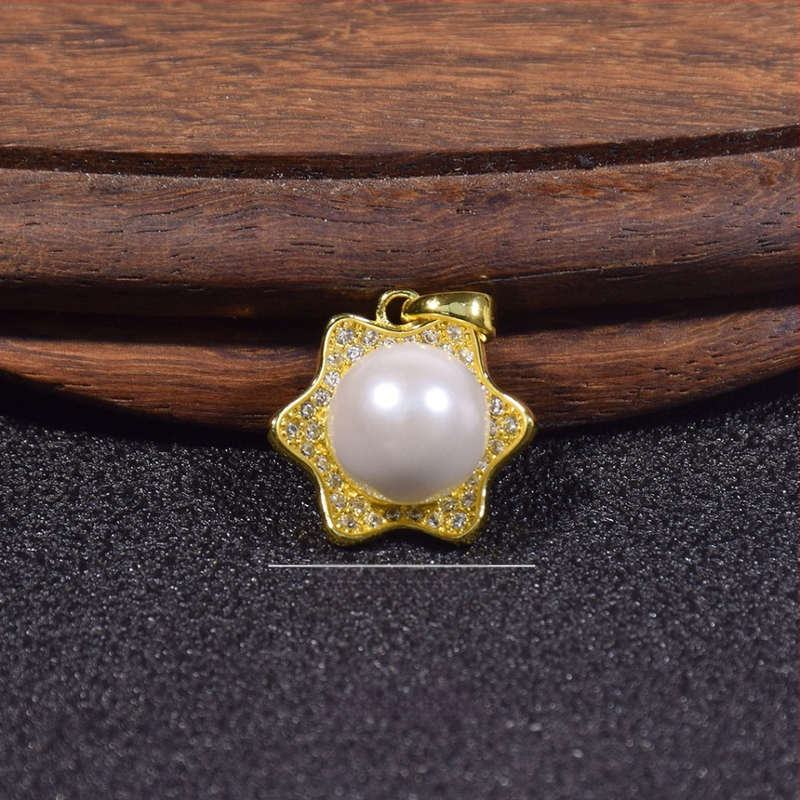 Kriauklių karoliukų geometrijškas pakabukas grandinėlė, įkvėpta korėjietiško stiliaus, poliruota danga