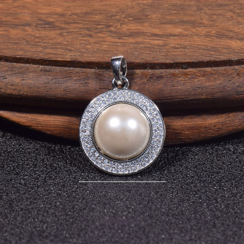 Kriauklių karoliukų geometrijškas pakabukas grandinėlė, įkvėpta korėjietiško stiliaus, poliruota danga