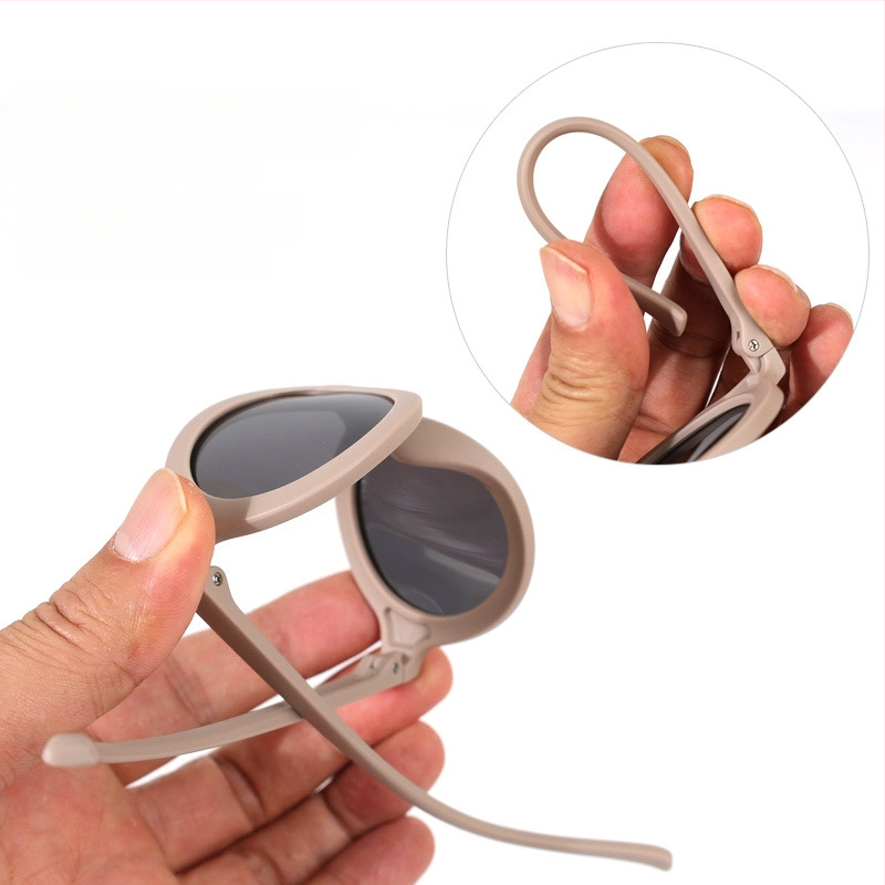 Bērnu saulesbrilles ar silikona apaļu rāmi, UV400 aizsardzība, polarizētas TAC lēcas, pilns rāmis, rāmis materiāls: TPEE